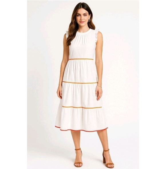 J. Crew Dresses & Skirts - J Crew Dress Womens Sz 8 White Cottagecore Ruffle Tiered Lace